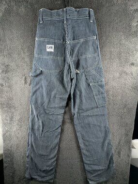 VTG Lee USA Made Blue White Striped Denim Carpenter Pants Union UGWA Size 22x32
